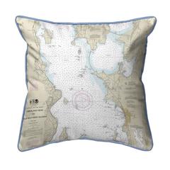 Cumberland Head to Four Brothers Islands, VT Nautical Map Large Corded Indoor/Outdoor Pillow 18x18