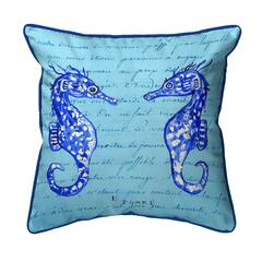 Blue Sea Horses Large Indoor/Outdoor Pillow 18x18