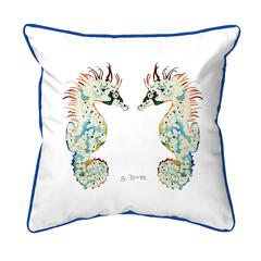 Betsy's Seahorses White Background Large Corded Indoor/Outdoor Pillow 18x18