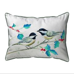 Christmas Chickadees Large Pillow 16x20