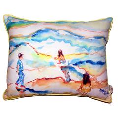 Playing at the Beach Large Indoor/Outdoor Pillow 16x20