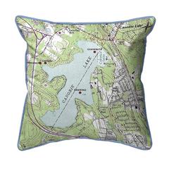 Canobie Lake, NH Nautical Map Large Corded Indoor/Outdoor Pillow 18x18