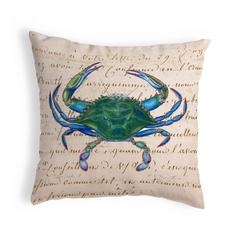Male Blue Crab Beige Small No-Cord Pillow 12x12