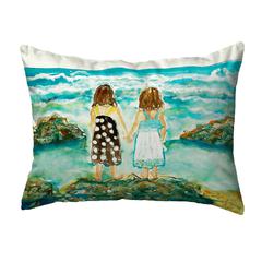 Twins on Rocks Small No-Cord Pillow 11x14