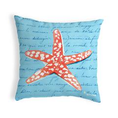 Coral Starfish Blue Small No-Cord Pillow 12x12