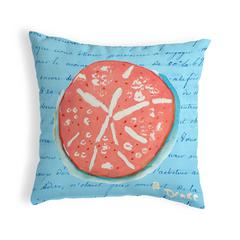 Coral Sand Dollar Blue Small No-Cord Pillow 12x12