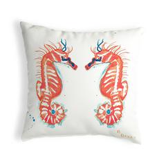 Coral Sea Horses Small No-Cord Pillow 11x14
