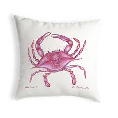 Pink Crab Small No-Cord Pillow 12x12