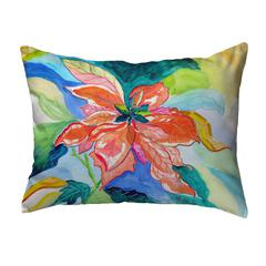 Peach Poinsettia Noncorded Indoor/Outdoor Pillow 11x14