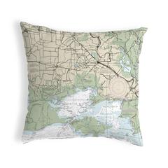 Vermilion Bay, LA Nautical Map Noncorded Indoor/Outdoor Pillow 12x12