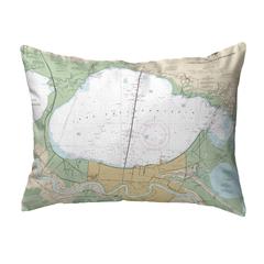 Lake Pontchartrain and Majrepas, LA Nautical Map Noncorded Indoor/Outdoor Pillow 11x14