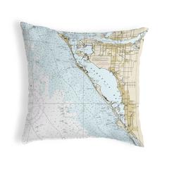Sarasota Bay, FL Nautical Map Noncorded Indoor/Outdoor Pillow 12x12