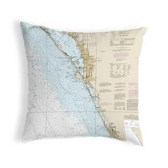 Venice, FL Nautical Map Noncorded Indoor/Outdoor Pillow 12x12