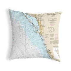 Venice - Lemon Bay to Passage Key Inlet, FL Nautical Map Noncorded Indoor/Outdoor Pillow 12x12
