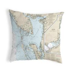 Charlotte Harbor, FL Nautical Map Noncorded Indoor/Outdoor Pillow 12x12