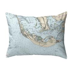 Sanibell Island, FL Nautical Map Noncorded Indoor/Outdoor Pillow 11x14