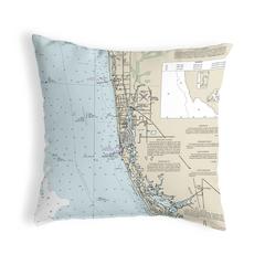 Naples Bay, FL Nautical Map Noncorded Indoor/Outdoor Pillow 12x12