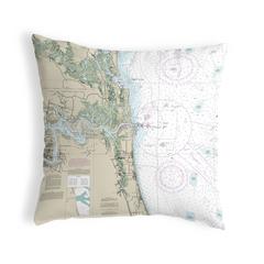 Jacksonville, FL Nautical Map Noncorded Indoor/Outdoor Pillow 12x12