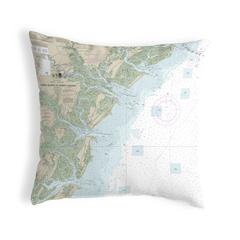 Tybee Island to Doboy Sound, GA Nautical Map Noncorded Indoor/Outdoor Pillow 12x12