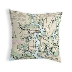 Beaufort - Detail, SC Nautical Map Noncorded Indoor/Outdoor Pillow 12x12
