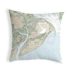 Hilton Head, SC Nautical Map Noncorded Indoor/Outdoor Pillow 12x12