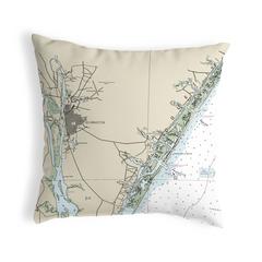 Wilmington - Wrightsville Beach, NC Nautical Map Noncorded Indoor/Outdoor Pillow 12x12