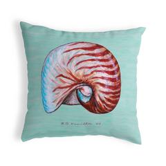Nautilus Shell - Teal Small No-Cord Pillow 12x12