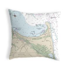 Lewes, DE Nautical Map Noncorded Indoor/Outdoor Pillow 12x12