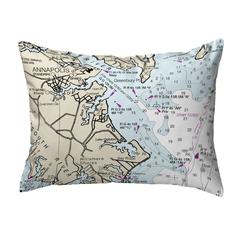 Annapolis, MD Nautical Map Noncorded Indoor/Outdoor Pillow 11x14