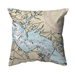 Cambridge, MD Nautical Map Noncorded Indoor/Outdoor Pillow 12x12