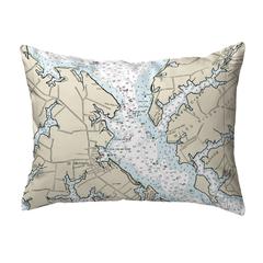 Chesapeake Bay - Miles River, MD Nautical Map Noncorded Indoor/Outdoor Pillow 11x14