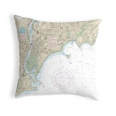 North Long Island Sound, NY Nautical Map Noncorded Indoor/Outdoor Pillow 12x12