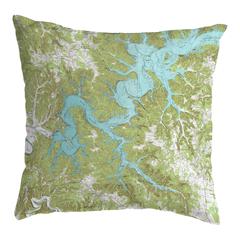 Dale Hollow, TN Nautical Map Small Noncorded Pillow 12x12