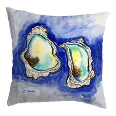 Aqua Oysters Small Noncorded Pillow 12x12