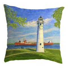 Marine City Lighthouse, MI Small Noncorded Pillow 12x12