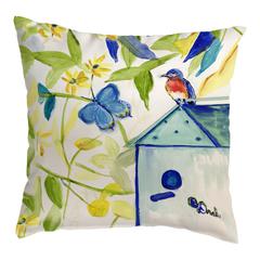 Blue Bird House Small Noncorded Pillow 12x12