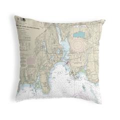 North Shore Long Island to Niantic Bay, CT Nautical Map Noncorded Indoor/Outdoor Pillow 12x12