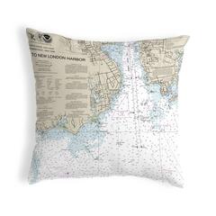 New London Harbor, CT Nautical Map Noncorded Indoor/Outdoor Pillow 12x12