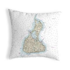 Block Island, RI Nautical Map Noncorded Indoor/Outdoor Pillow 12x12