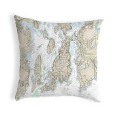 Narragansett Bay, RI Nautical Map Noncorded Indoor/Outdoor Pillow 11x14