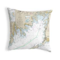 Buzzards Bay, MA Nautical Map Noncorded Indoor/Outdoor Pillow 12x12