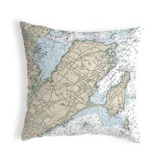 Marblehead, MA Nautical Map Noncorded Indoor/Outdoor Pillow 12x12