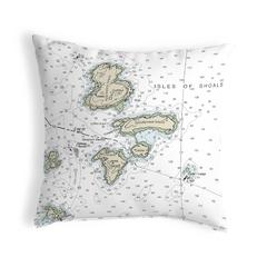 Isle of Shoals, NH Nautical Map Noncorded Indoor/Outdoor Pillow 12x12