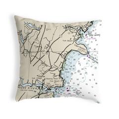 Cape Neddick, ME Nautical Map Noncorded Indoor/Outdoor Pillow 12x12