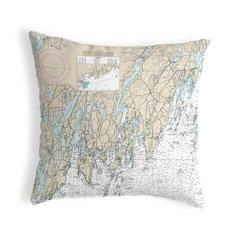 Southport - Pemaquid, ME Nautical Map Noncorded Indoor/Outdoor Pillow 12x12