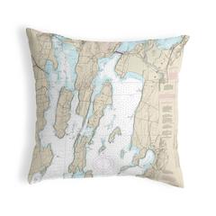 North Hero Island, VT Nautical Map Noncorded Indoor/Outdoor Pillow 12x12