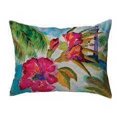 Lighthouse and Florals Small No-Cord Pillow 11x14