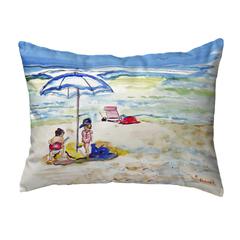 Playing On The Beach Small No-Cord Pillow 11x14