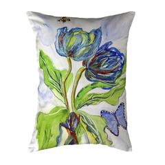 Tulips & Morpho Small No-Cord Pillow 11x14