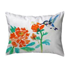 Hummingbird & Red Flower Small No-Cord Pillow 11x14